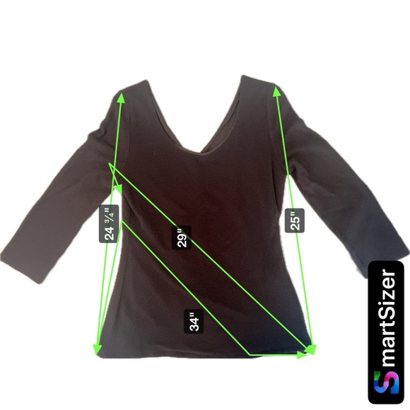 WHBM Black 3/4 Sleeve Blouse with flare waist - Picture 2 of 5